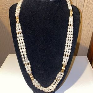 3 rows rice freshwater pearls